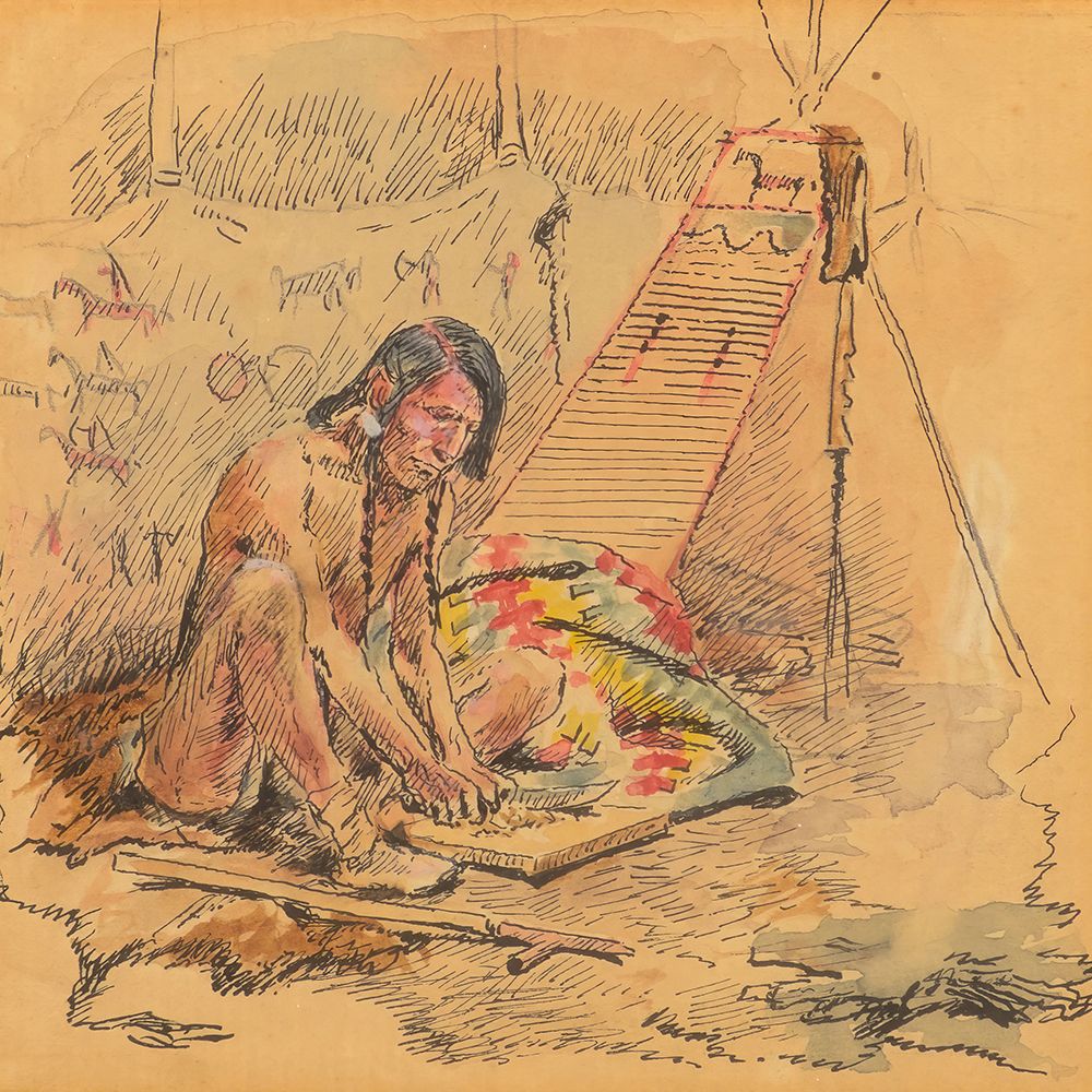 Seated Indian 1915 art print by Charles Marion Russell for $57.95 CAD