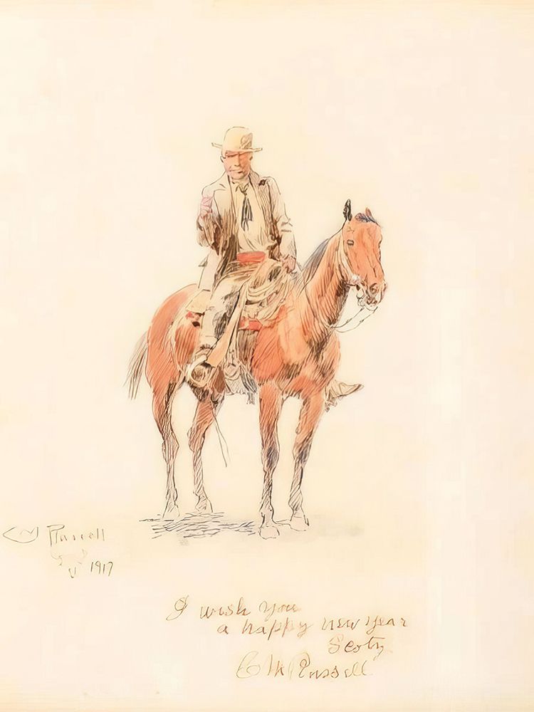 Self Portrait on Red Bull 1917 art print by Charles Marion Russell for $57.95 CAD