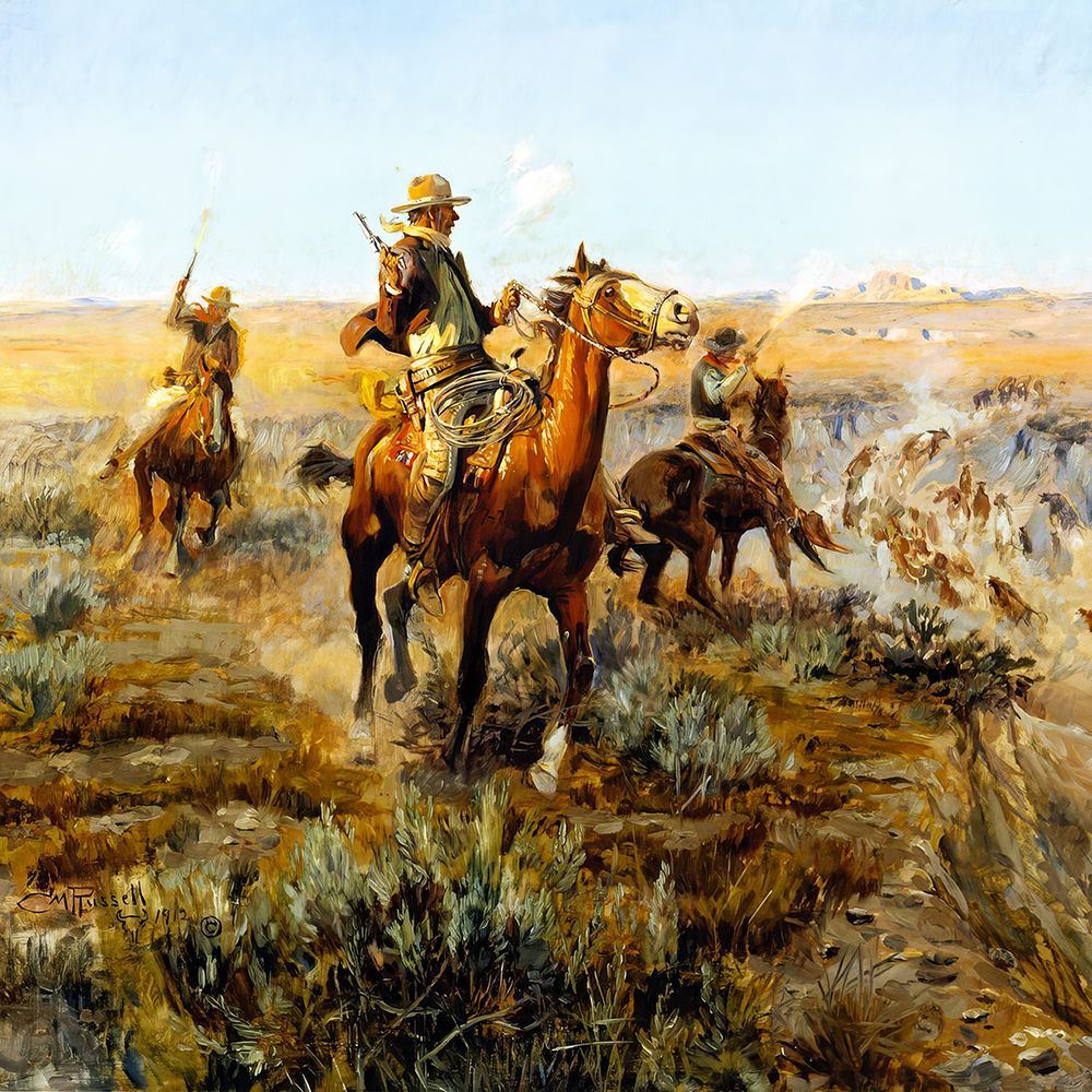 Smoking Cattle out of the Breaks 1912 art print by Charles Marion Russell for $57.95 CAD
