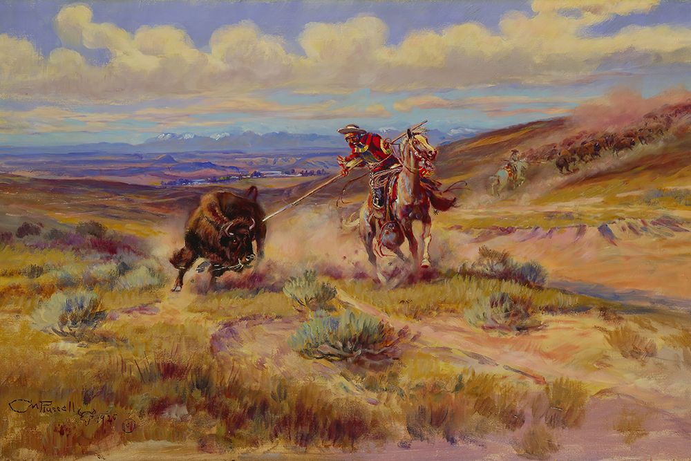 Spearing a Buffalo art print by Charles Marion Russell for $57.95 CAD