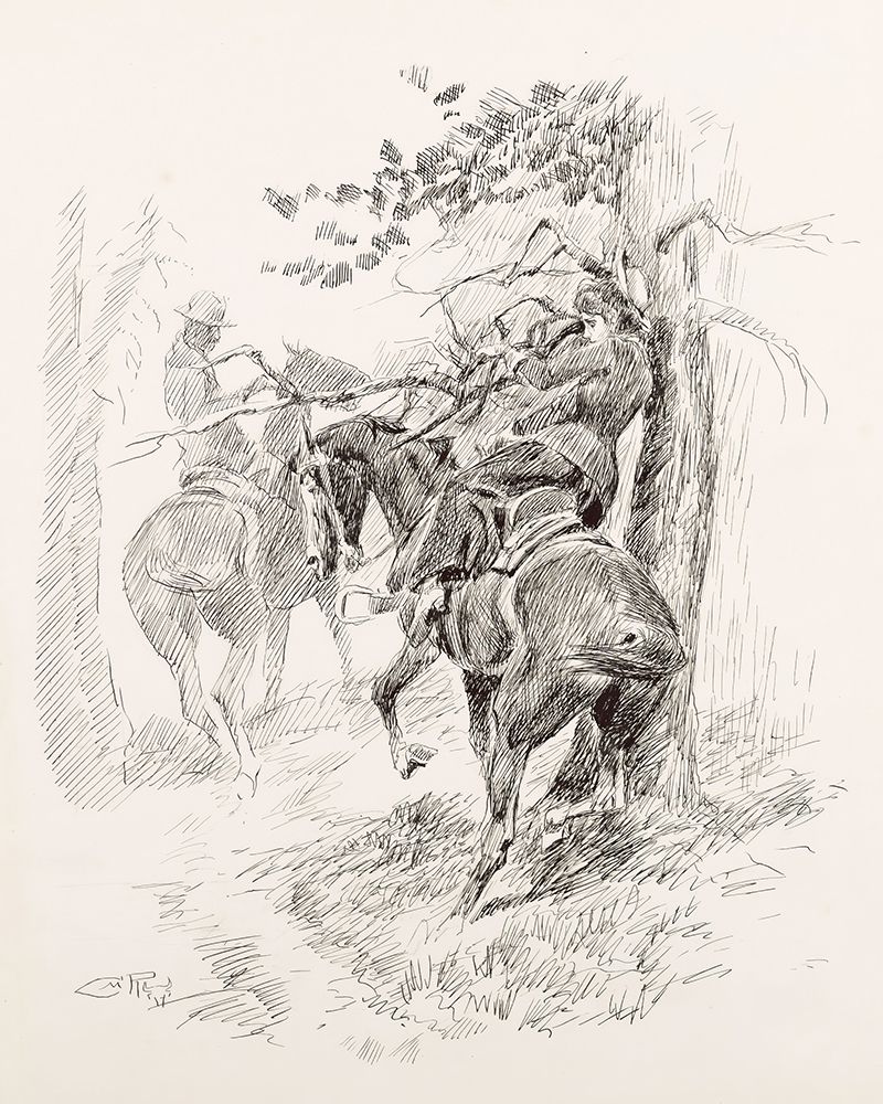 The Branches Rubbed Me Out of My Saddle 1911 art print by Charles Marion Russell for $57.95 CAD