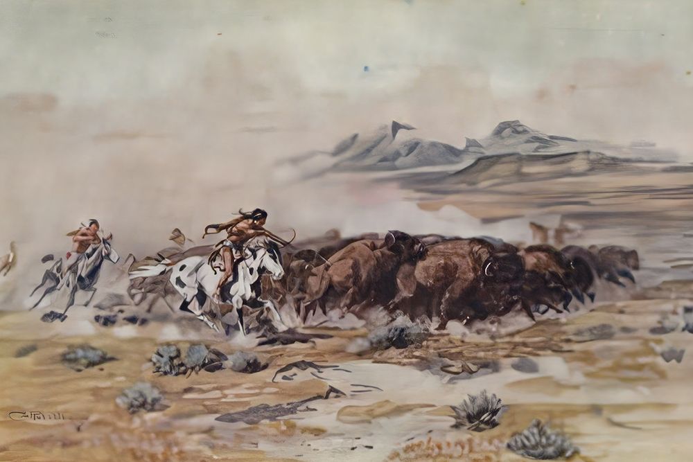 The Buffalo Hunt art print by Charles Marion Russell for $57.95 CAD