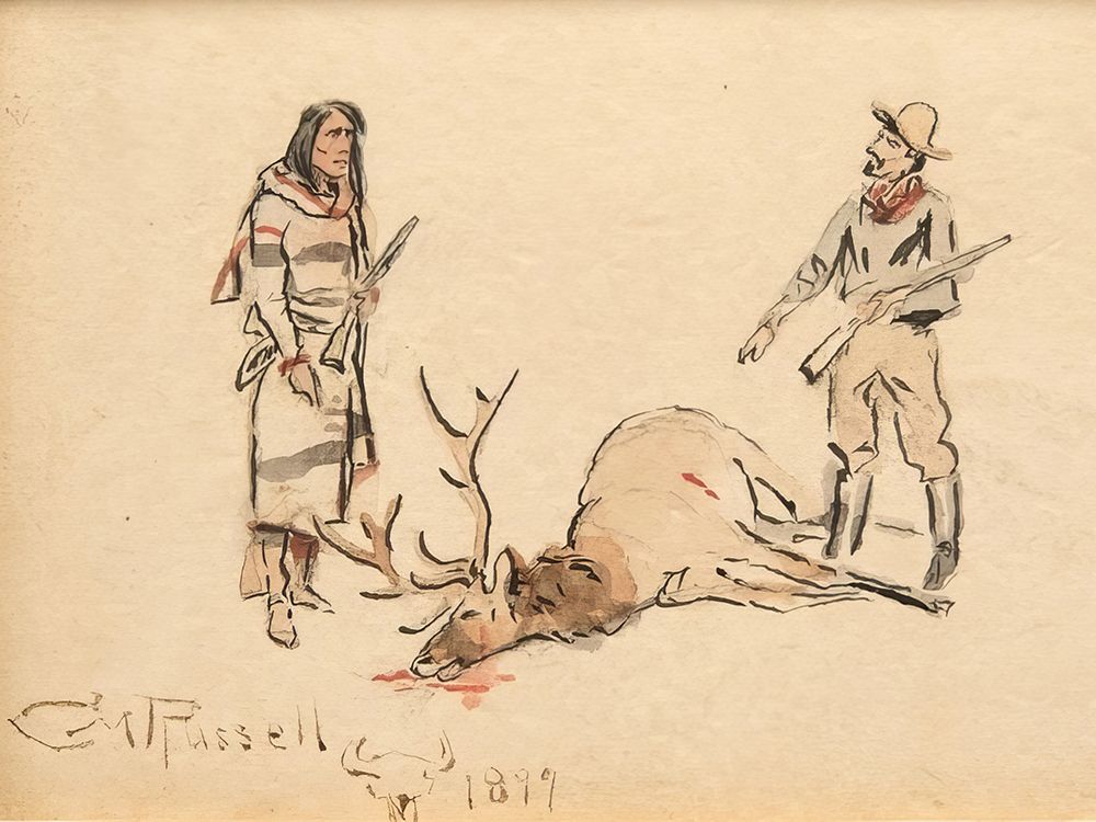 The Dispute, or My Shot Killed the Elk 1899 art print by Charles Marion Russell for $57.95 CAD