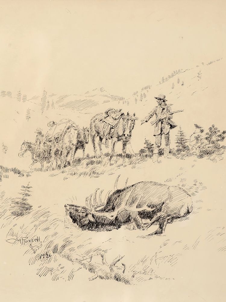 The Elk Hunt 1926 art print by Charles Marion Russell for $57.95 CAD