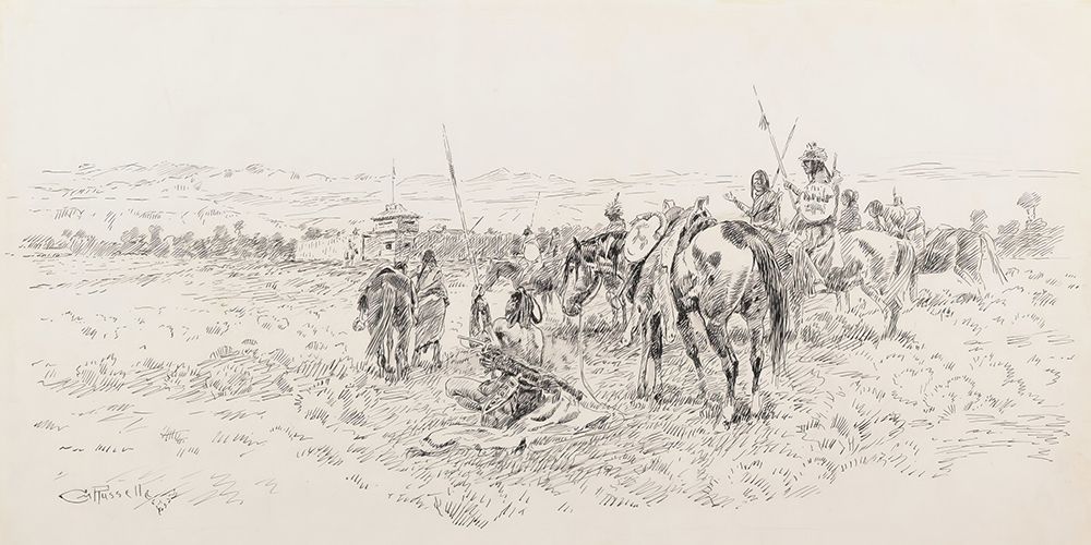 The Fort at Three Forks 1922 art print by Charles Marion Russell for $57.95 CAD