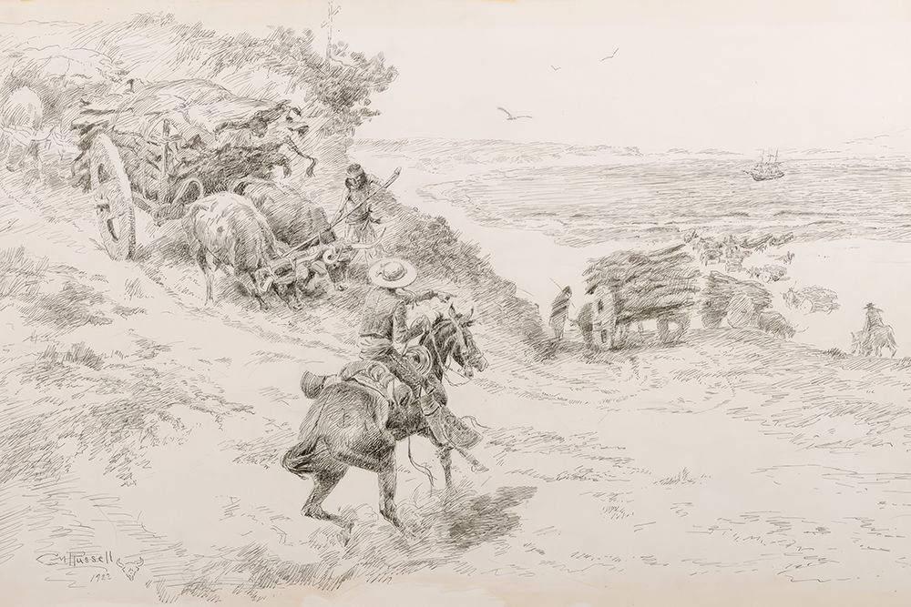 The Hide Trade of Old California 1922 art print by Charles Marion Russell for $57.95 CAD