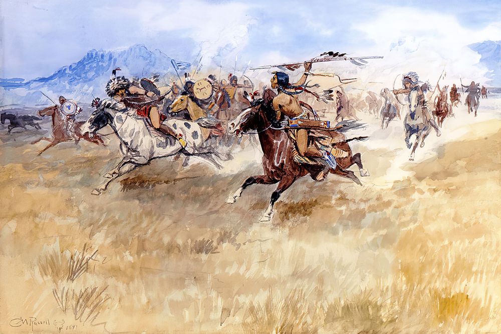 The Battle Between the Blackfeet and Piegans, 1897 No 2 art print by Charles Marion Russell for $57.95 CAD