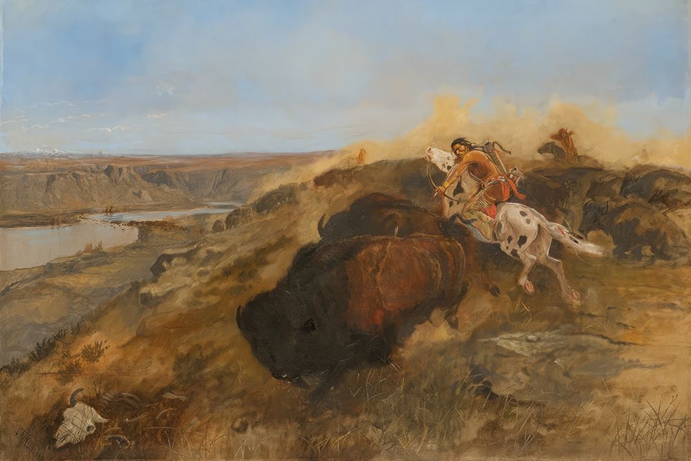 The Buffalo Runners art print by Charles Marion Russell for $57.95 CAD