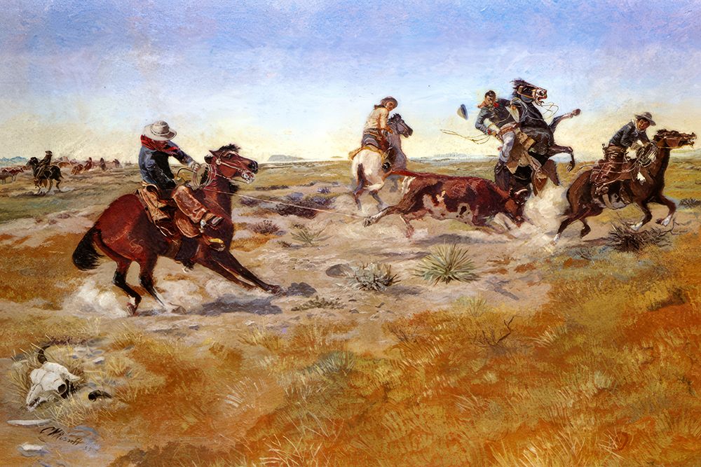 The Judith Basin Roundup 1889 art print by Charles Marion Russell for $57.95 CAD
