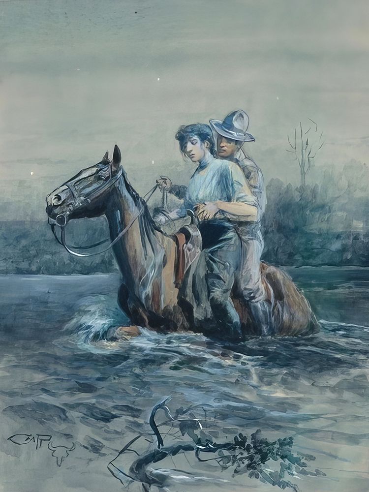 Thurston Held Mona Somewhat Tighter Than He Need to Have Done art print by Charles Marion Russell for $57.95 CAD