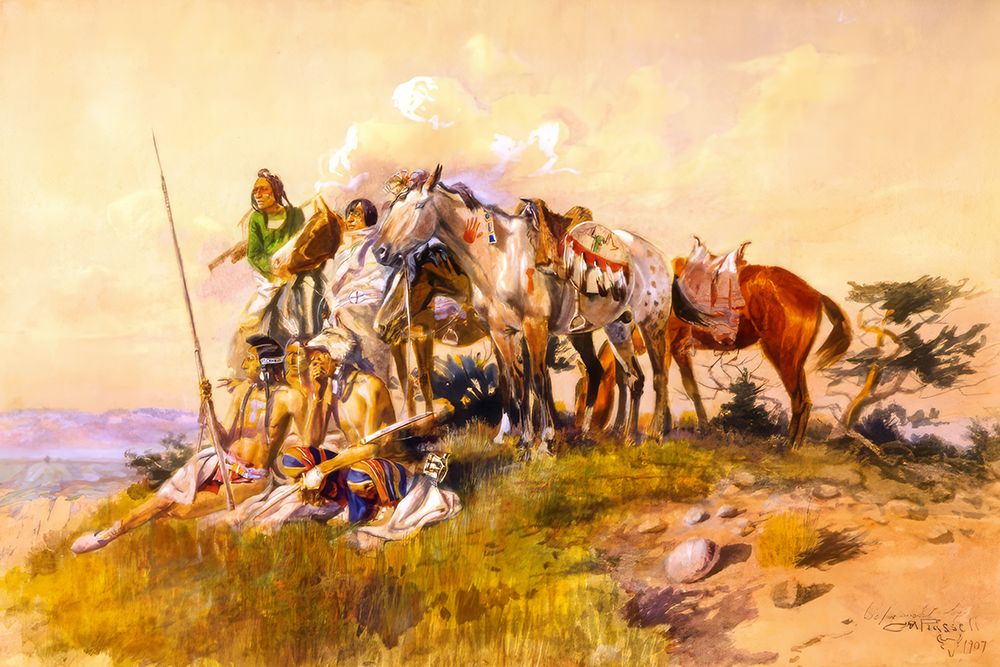 Watching for the Smoke Signal 1907 art print by Charles Marion Russell for $57.95 CAD
