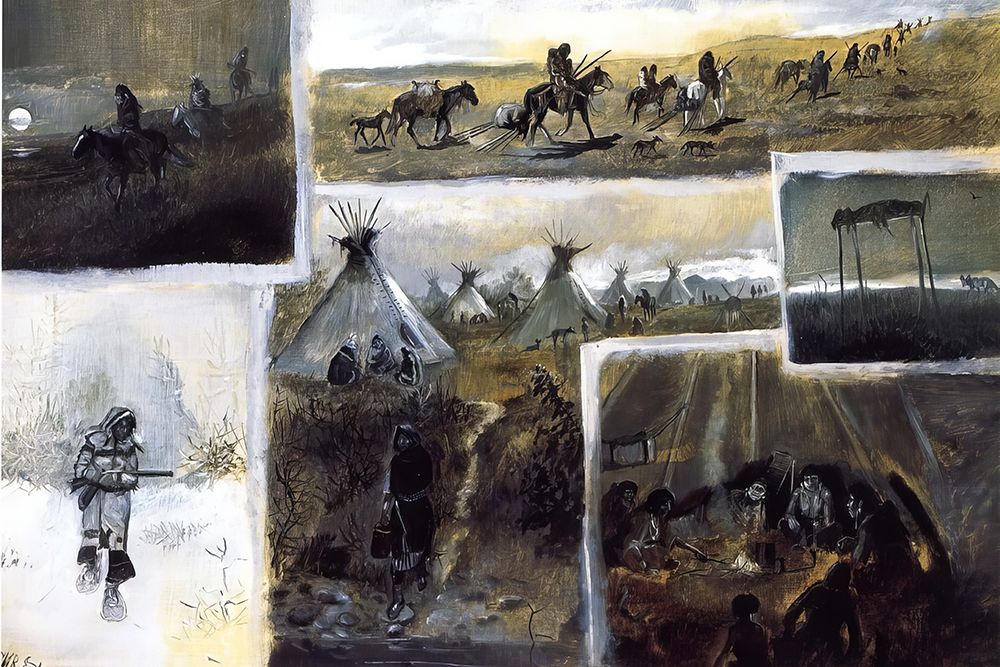 Western Montage 1889 art print by Charles Marion Russell for $57.95 CAD