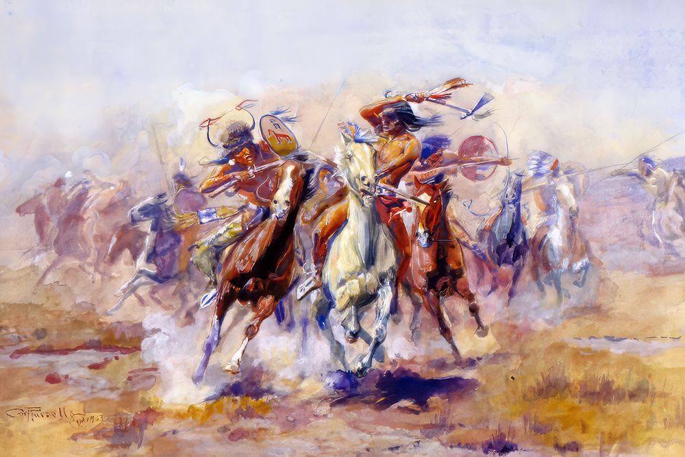 Wen Sioux and Blackfeet Meet 1903 art print by Charles Marion Russell for $57.95 CAD