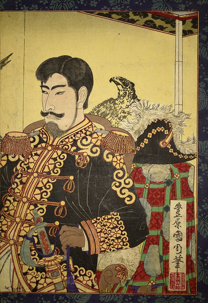 Portraits of Nobility Emperor and Empress Meiji 1885 art print by Toyohara Kunichika for $57.95 CAD