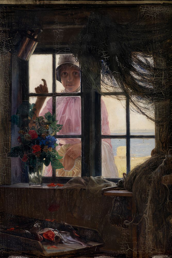 After the Bath a Young Girl Knocking at the Fishermans Window art print by Carl Bloch for $57.95 CAD