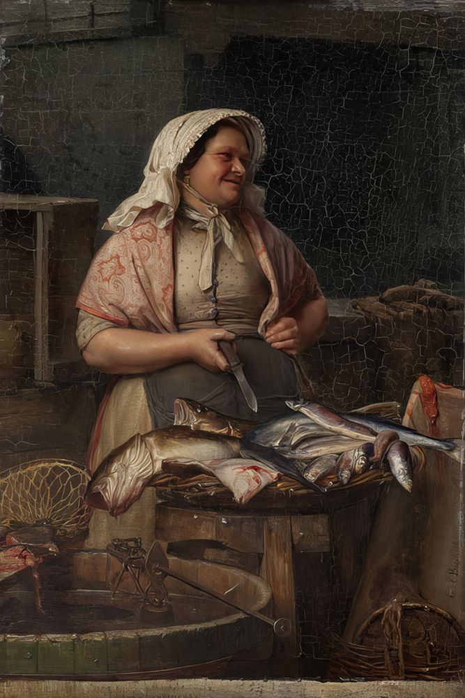 A Woman Selling Fish|Fishmonger├é┬á1875 art print by Carl Bloch for $57.95 CAD