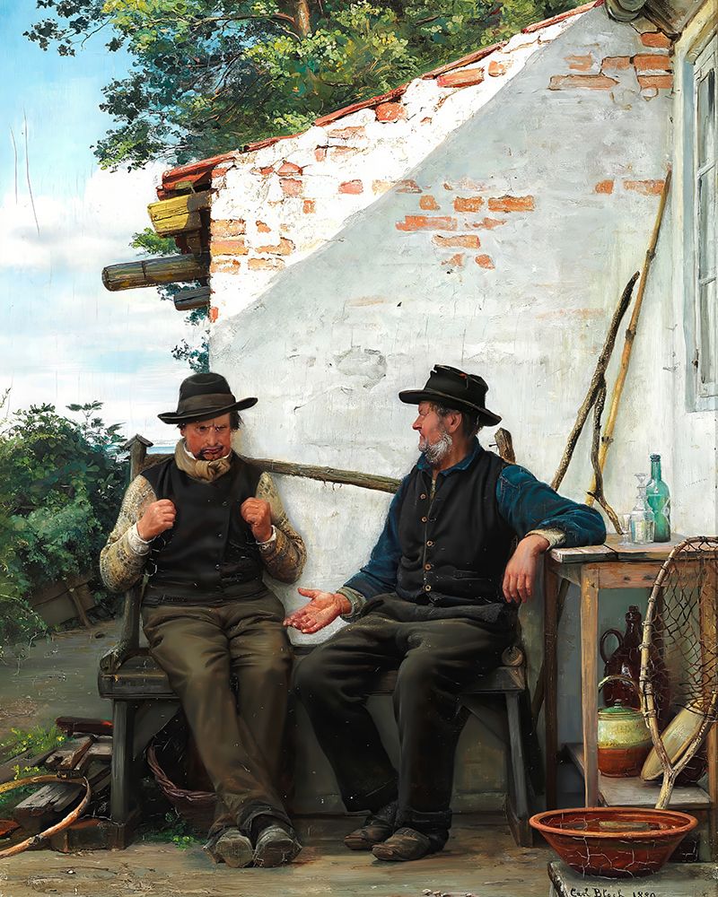 A Conversation Between Two Fishermen|Hornbaek 1880 art print by Carl Bloch for $57.95 CAD