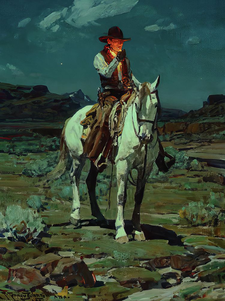 A Light in the Night art print by Frank Tenney Johnson for $57.95 CAD