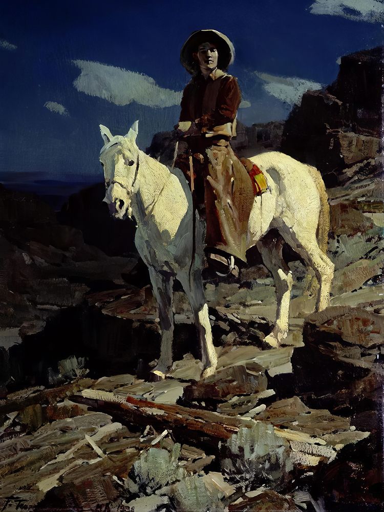 Down the Moonlit Trail art print by Frank Tenney Johnson for $57.95 CAD
