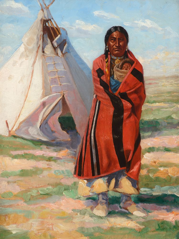 Sioux Woman and Baby art print by Frank Tenney Johnson for $57.95 CAD