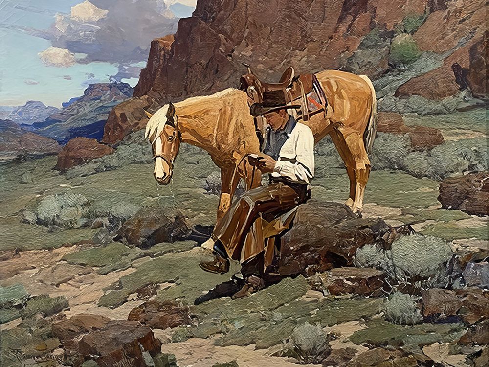 The Rimrock Wrangler art print by Frank Tenney Johnson for $57.95 CAD