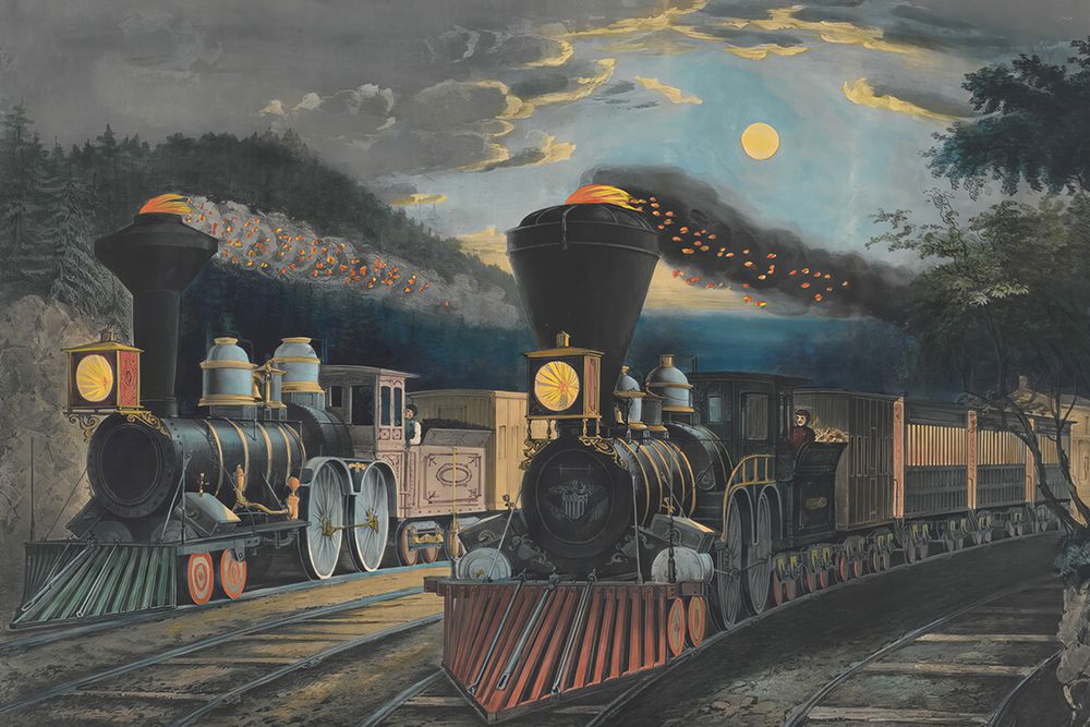 The Lightning Express Trains Leaving the Junction 1863 art print by Frances Flora Bond Palmer for $57.95 CAD