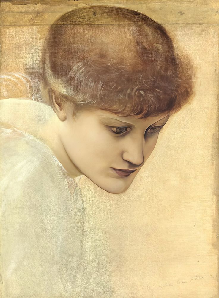 Head Study of Dorothy Dene The Golden Stairs art print by Edward Burne-Jones for $57.95 CAD