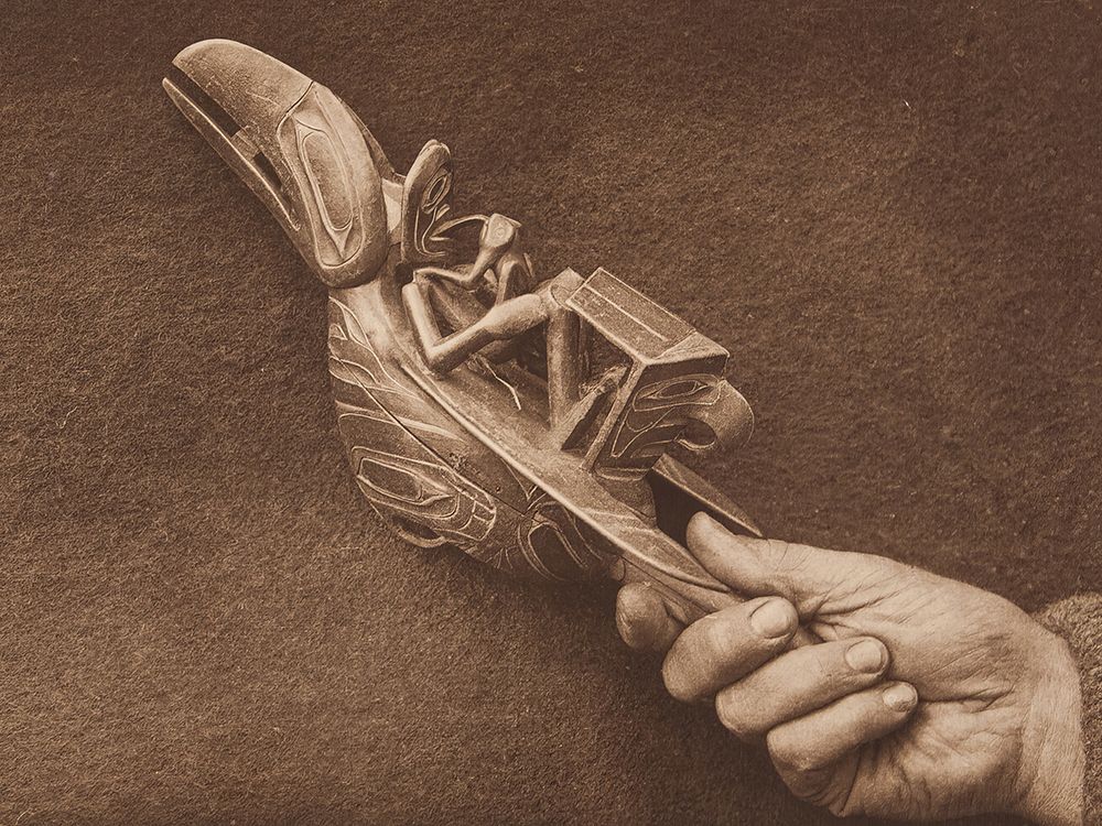 A Haida Shamans Rattle 1915 art print by Edward S Curtis for $57.95 CAD