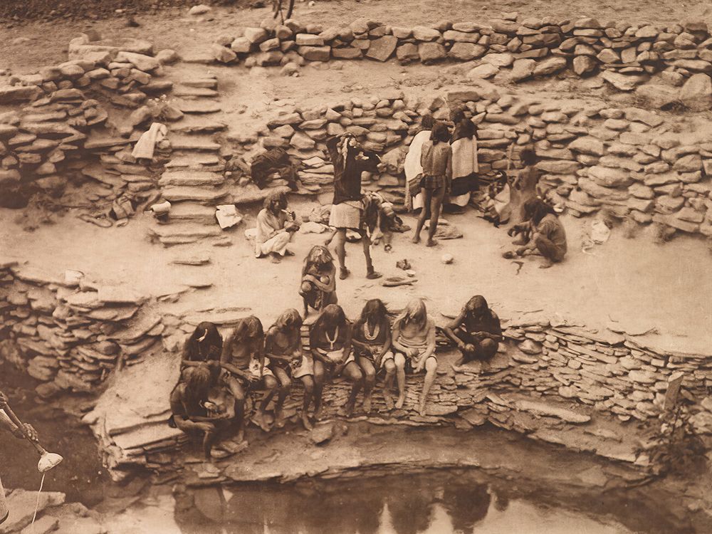 Flute Dancers at Tureva Spring 1921 art print by Edward S. Curtis for $57.95 CAD