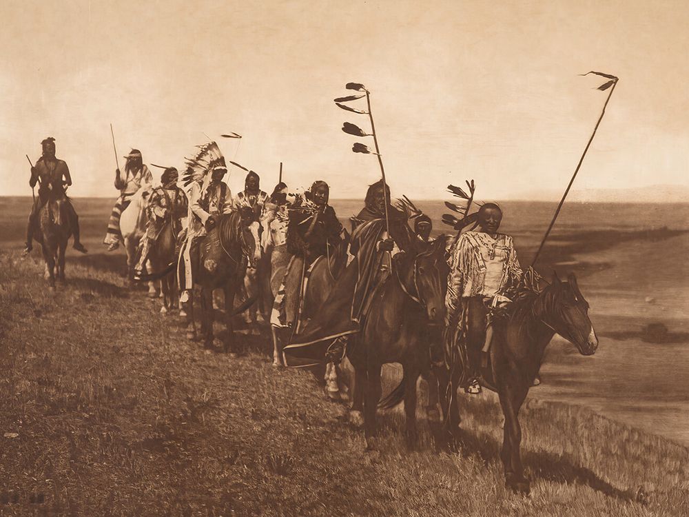 On the War Path - Atsina 1908 art print by Edward S. Curtis for $57.95 CAD