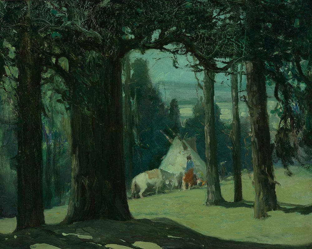 Moonlight Hondo Canyon art print by Oscar Edmund Berninghaus for $57.95 CAD