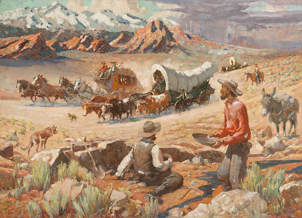 The Forty Niners art print by Oscar Edmund Berninghaus for $57.95 CAD