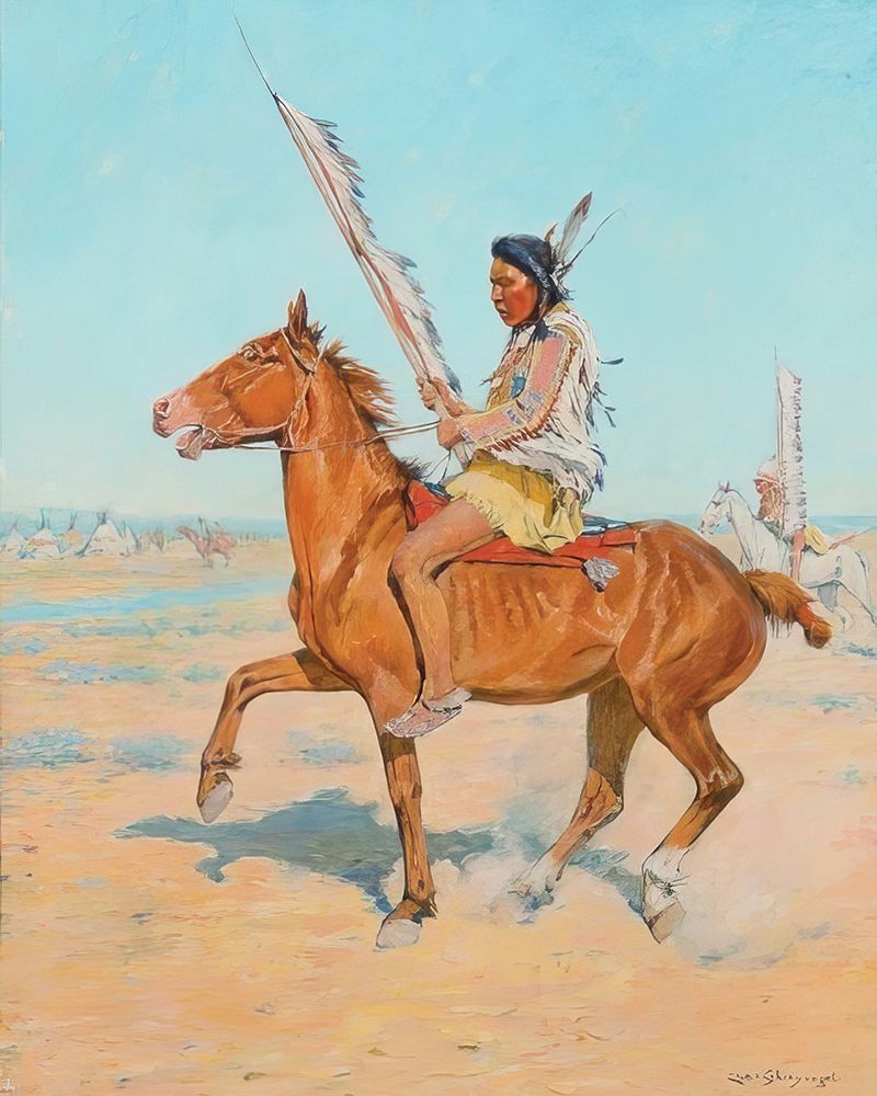 Mounted Indian Warrior art print by Charles Schreyvogel for $57.95 CAD