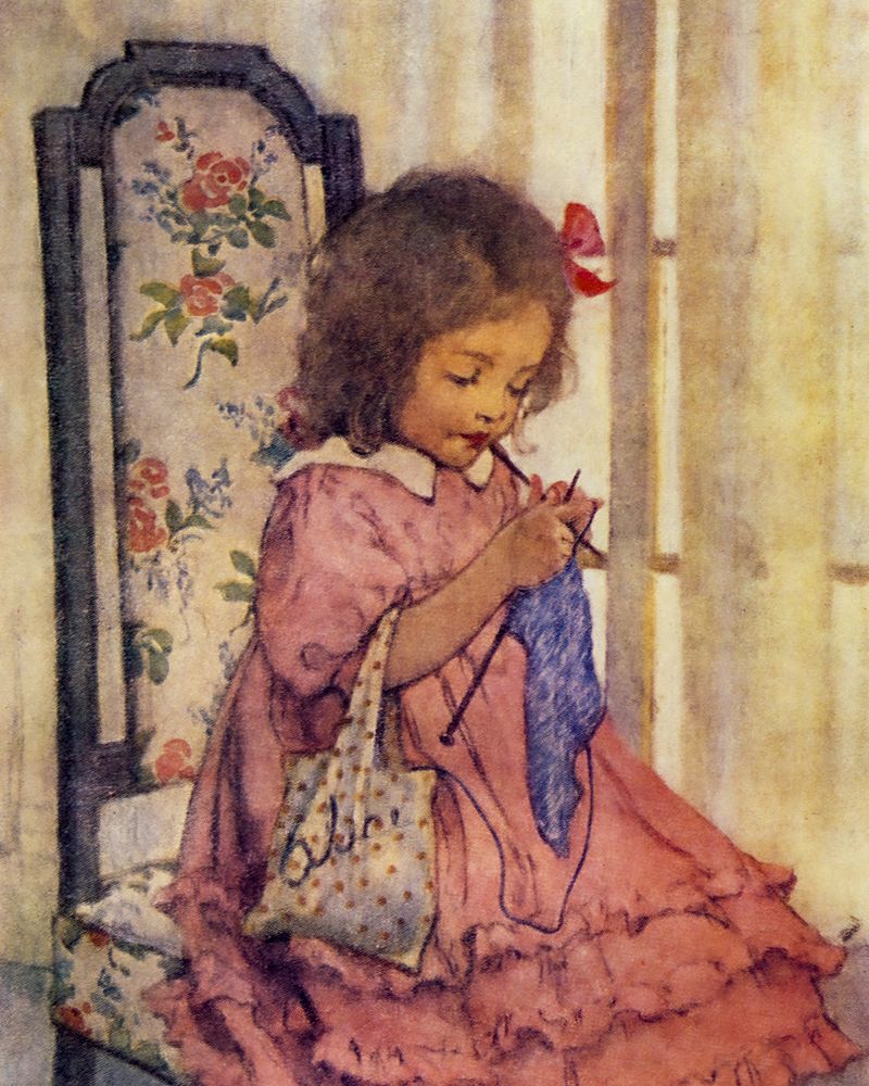 A Childs Book of Modern Stories - Alice Knitting art print by Jessie Willcox Smith for $57.95 CAD