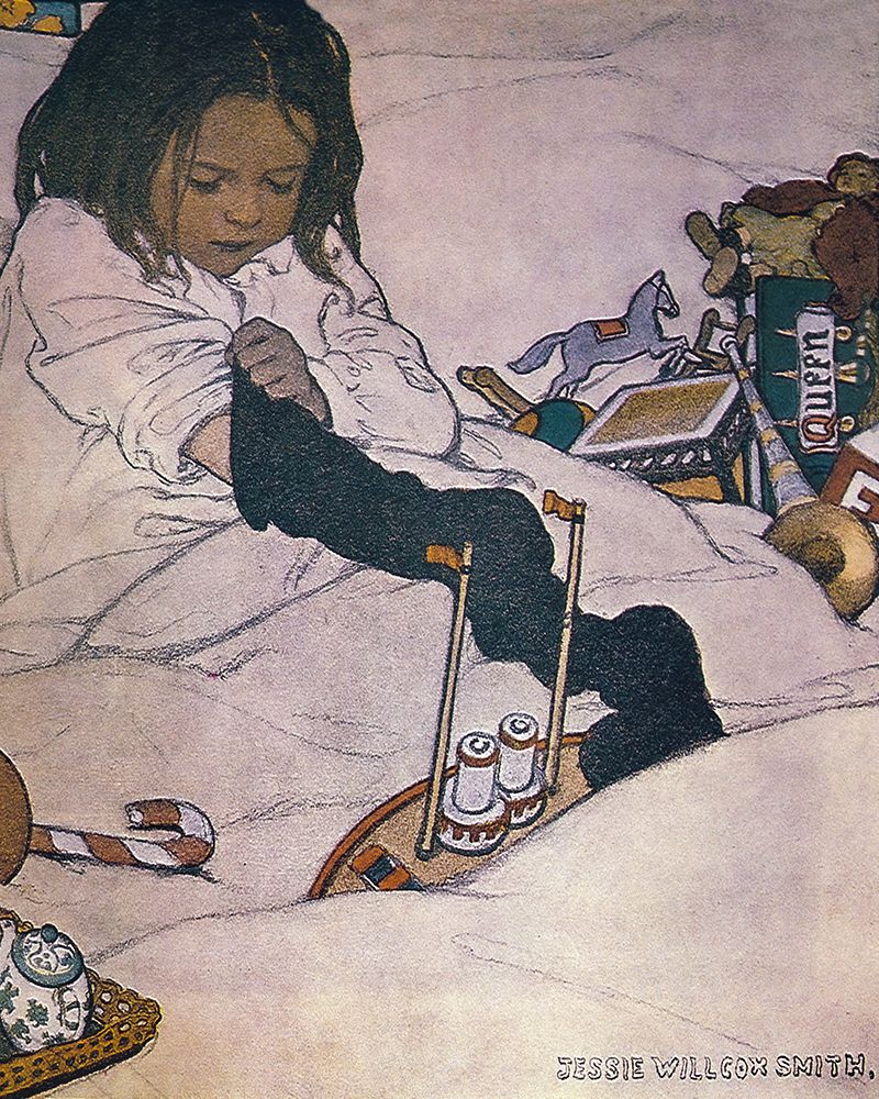 The Book of the Child 1902 - Stocking on Christmas Morning art print by Jessie Willcox Smith for $57.95 CAD