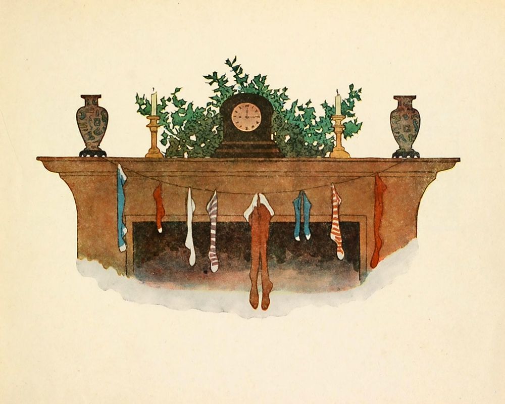 Twas the Night before Christmas 1912 - Christmas Mantlepiece art print by Jessie Willcox Smith for $57.95 CAD