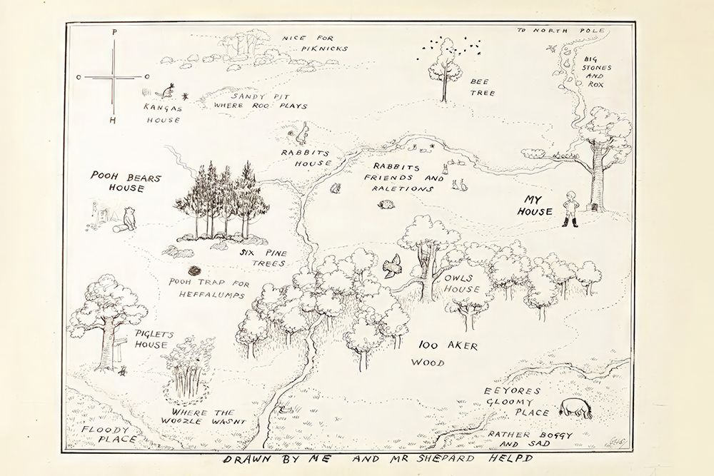 Winnie-the-Pooh 1926 - Map of the Hundred Acre Wood art print by Ernest H Shepard for $57.95 CAD