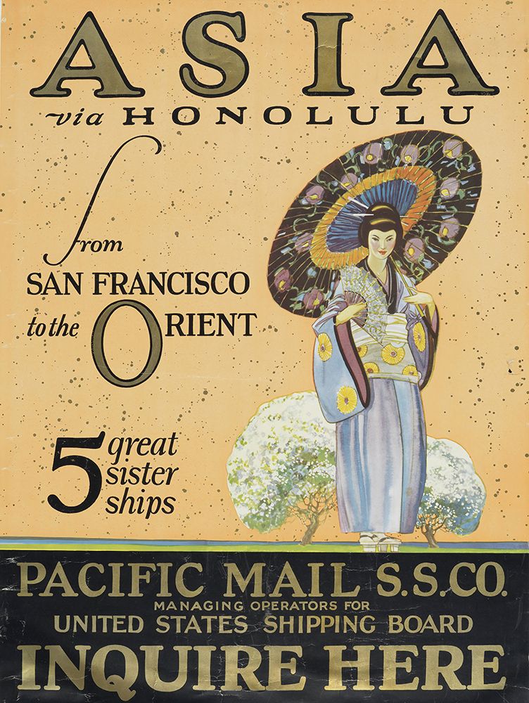 Asia via Honolulu Vintage Travel Poster art print by Vintage Travel Poster for $57.95 CAD