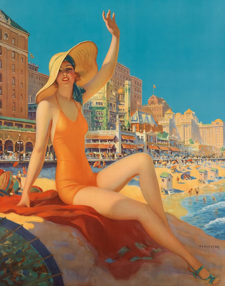 Atlantic City Detail Vintage Travel Poster art print by Vintage Travel Poster for $57.95 CAD