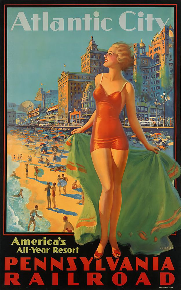 Atlantic City Vintage Rail Travel Poster art print by Vintage Travel Poster for $57.95 CAD