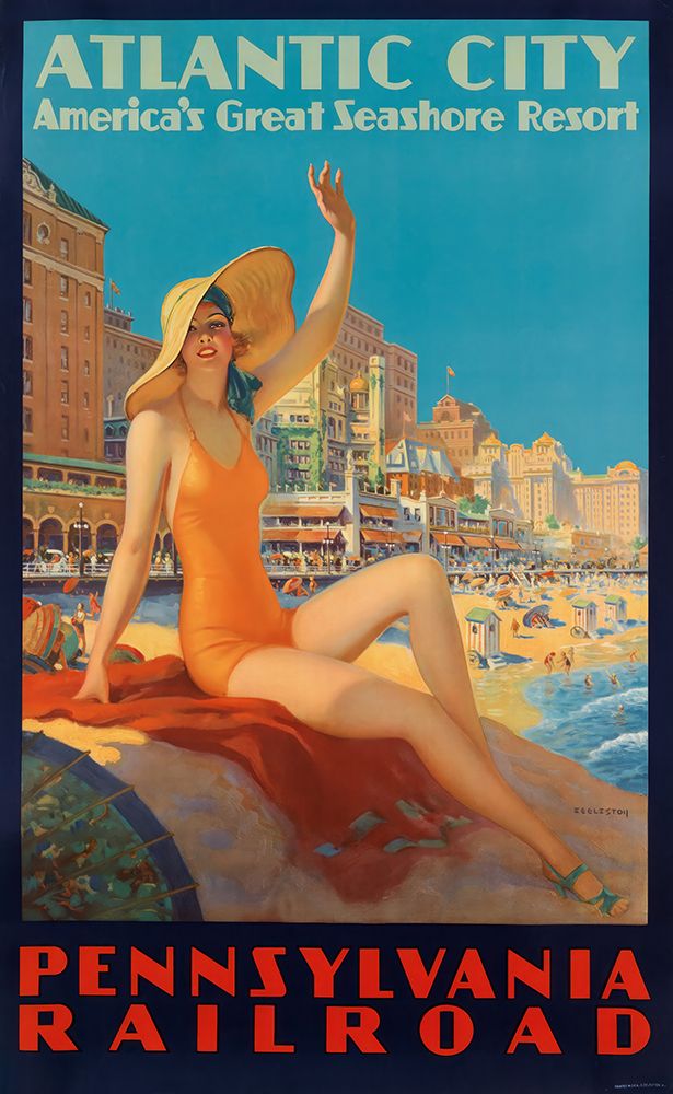 Atlantic City Vintage Railroad Travel Poster art print by Vintage Travel Poster for $57.95 CAD