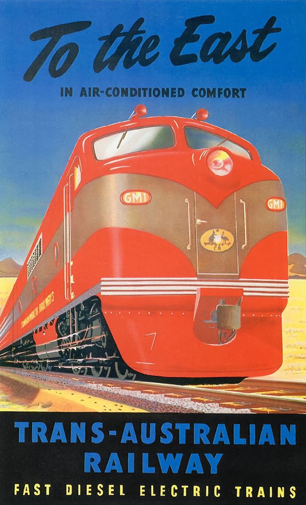 Australia Commonwealth Railways Poster To the East Trans Australian 1940 art print by Vintage Travel Poster for $57.95 CAD