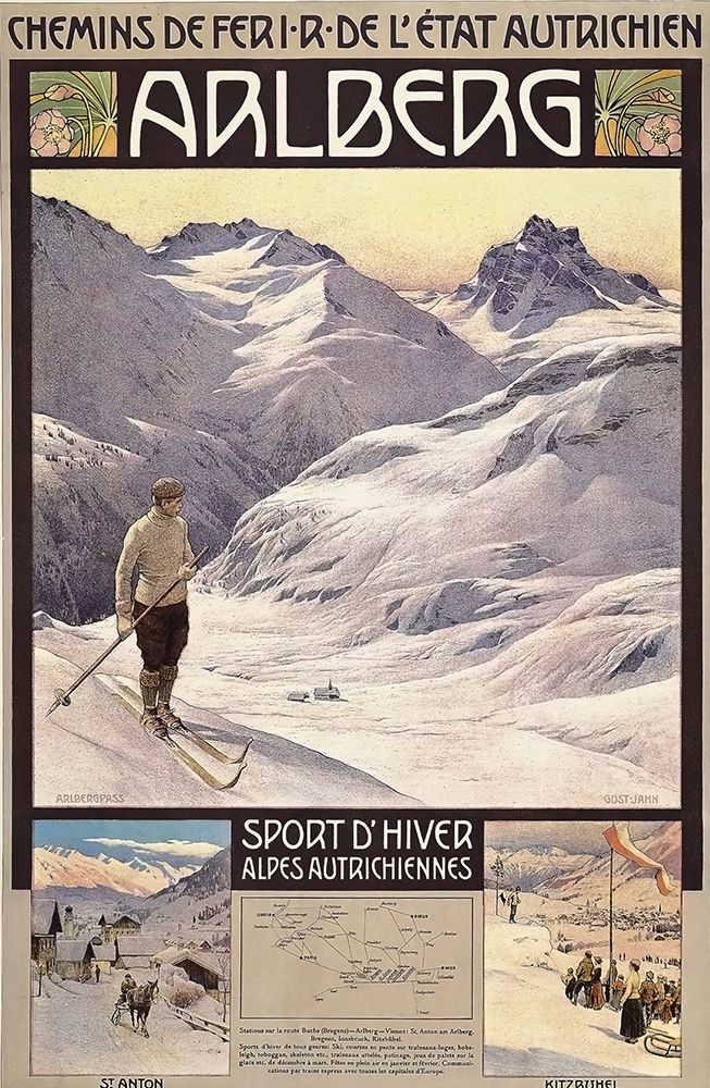 Austria Arlberg Ski Vintage Travel Poster art print by Vintage Travel Poster for $57.95 CAD