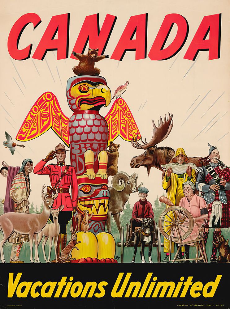 Canada Vacations Unlimited Vintage Travel Poster art print by Vintage Travel Poster for $57.95 CAD