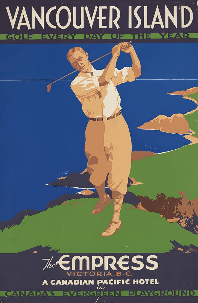 Canada Vancouver Island Golf Vintage Travel Poster art print by Vintage Travel Poster for $57.95 CAD