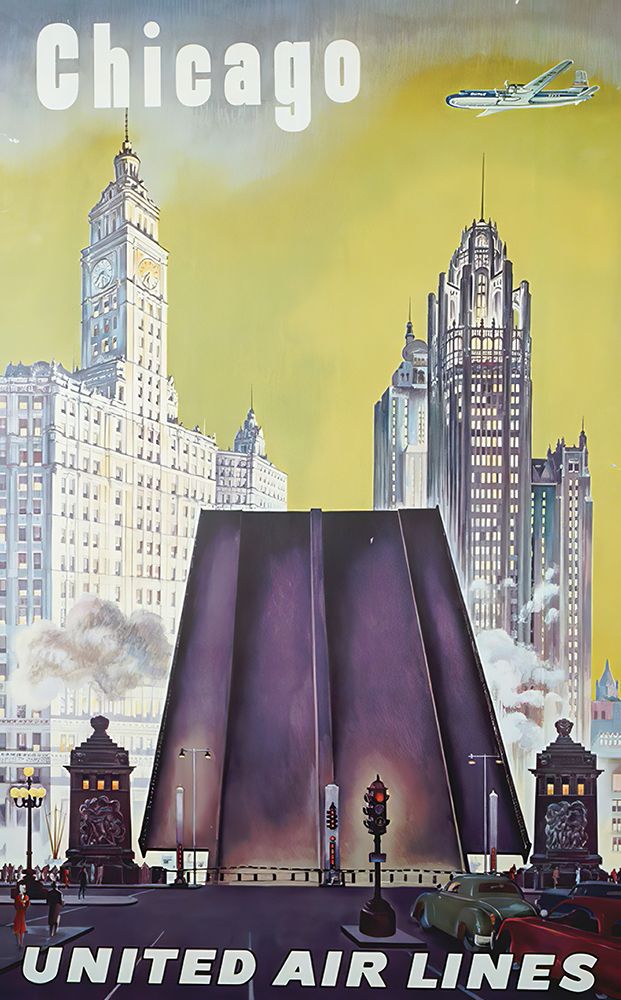 Chicago Vintage Air Travel Poster art print by Vintage Travel Poster for $57.95 CAD