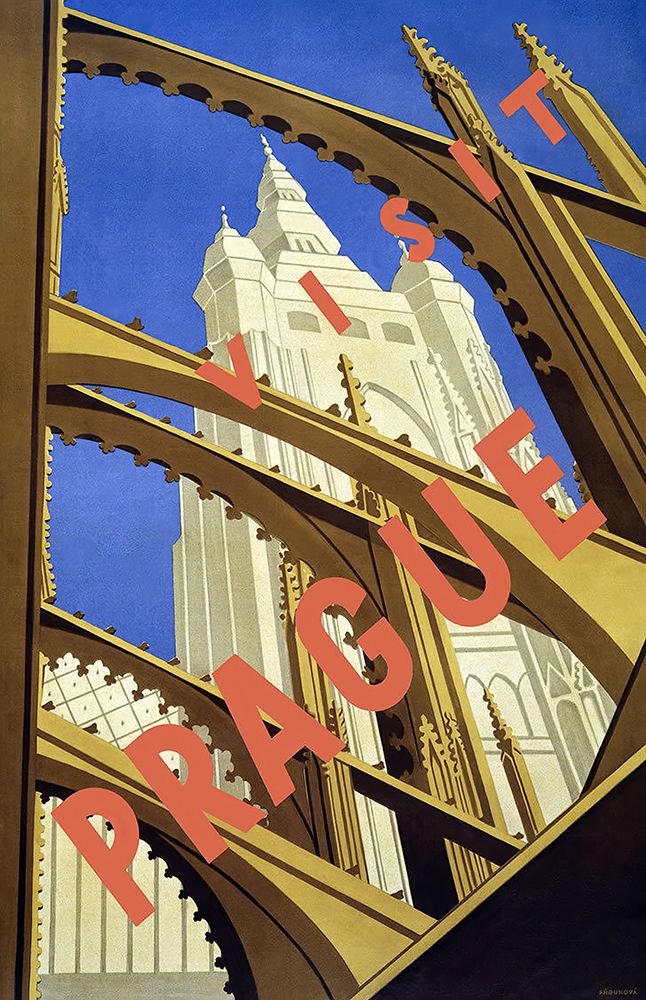 Czech Republic Prague Vintage Travel Poster_ art print by Vintage Travel Poster for $57.95 CAD
