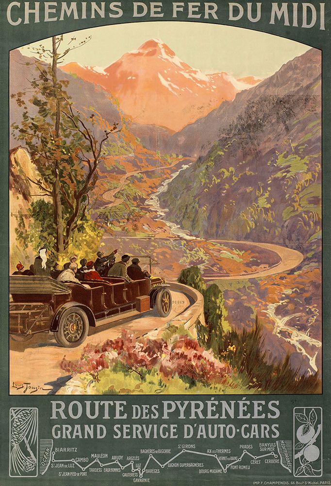 France Chemins de Fer du Midi Vintage Travel Poster 1910 art print by Vintage Travel Poster for $57.95 CAD