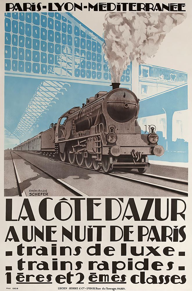 France Cote dAzur Steam Train Vintage Travel Poster art print by Vintage Travel Poster for $57.95 CAD