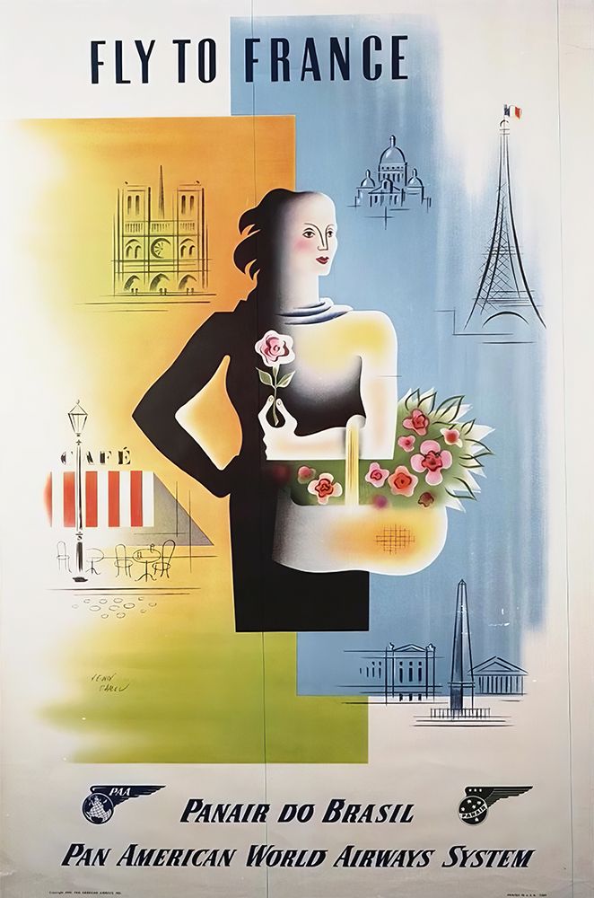 France Fly to Paris Vintage Air Travel Poster art print by Vintage Travel Poster for $57.95 CAD
